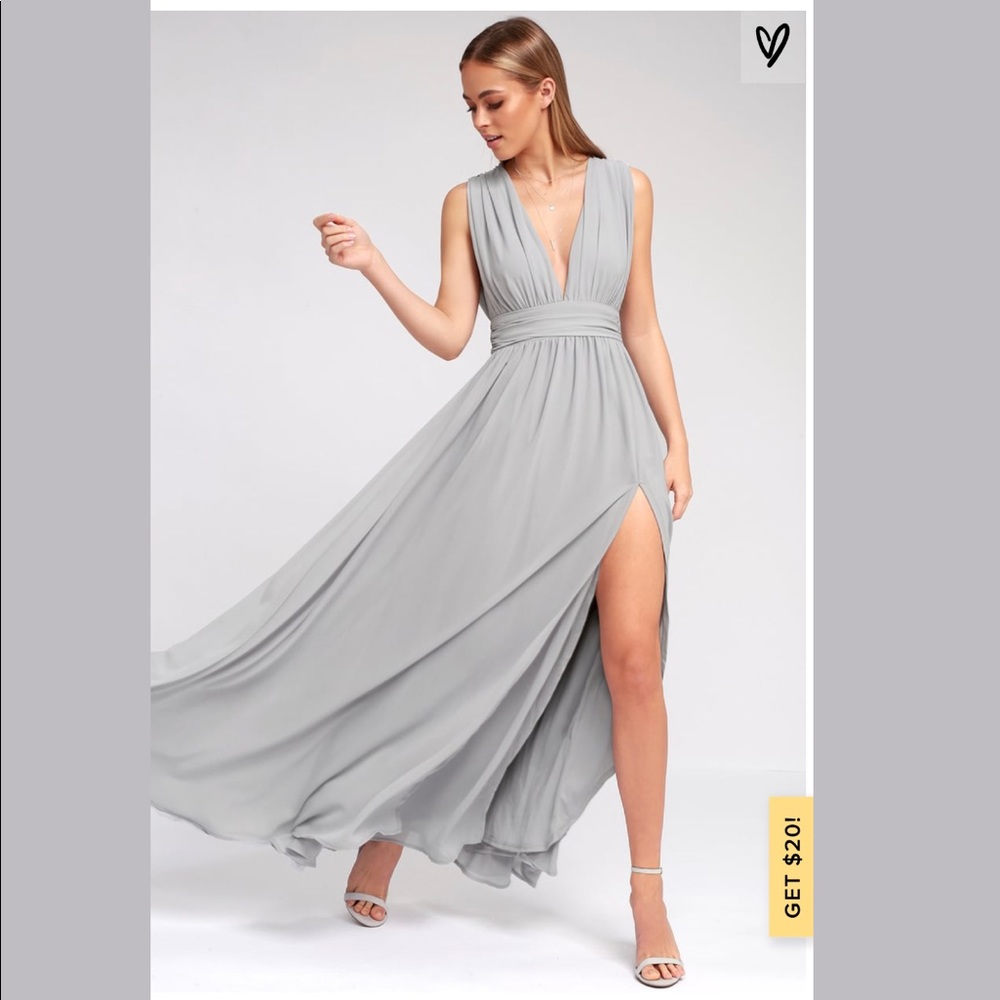 Heavenly Hues Light Grey Maxi Dress lulus